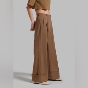 The Frankie Shop - Dax Wide Cuff Trousers – Brown Cream Villa